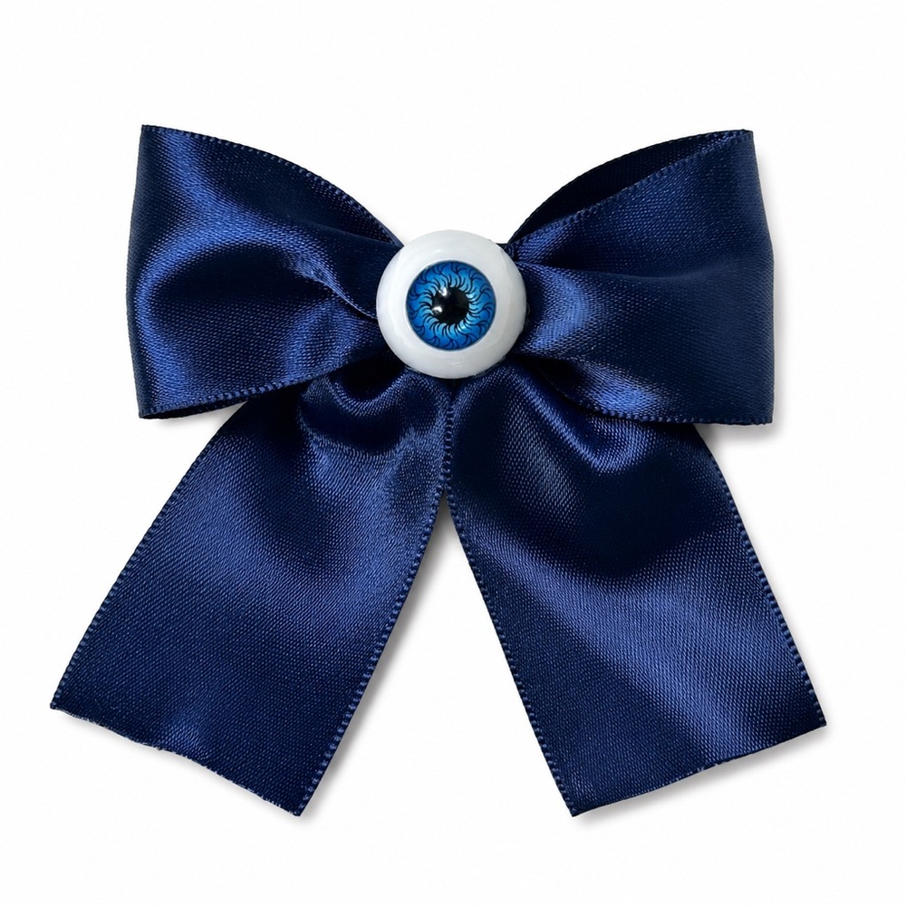 Bow Eyeball Clip – 1.5” Ribbon - Midnight Bloom